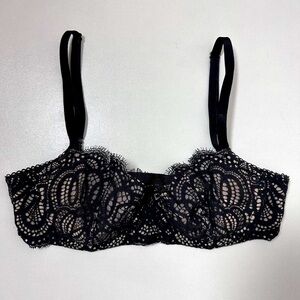 Victoria's Secret Womens Bra Black Lace Dream Angels Push Up Without Padding 34D